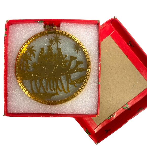 Vintage Glass & Brass Wisemen Ornament Christmas Around the World 2 5/8 in NIB - Picture 1 of 10
